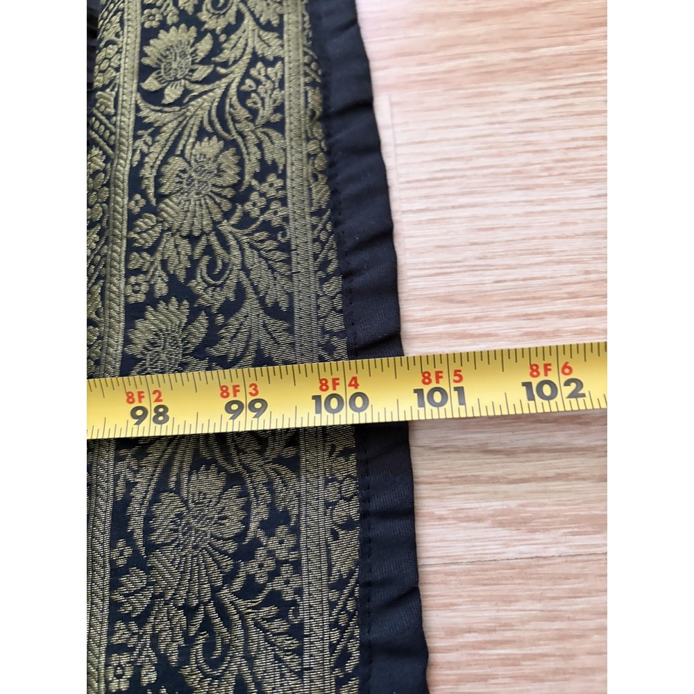 Indian Elephant Quilt Bedspread 102x88 Black Gold Silk Look Throw Decor Boho - Picture 7 of 12